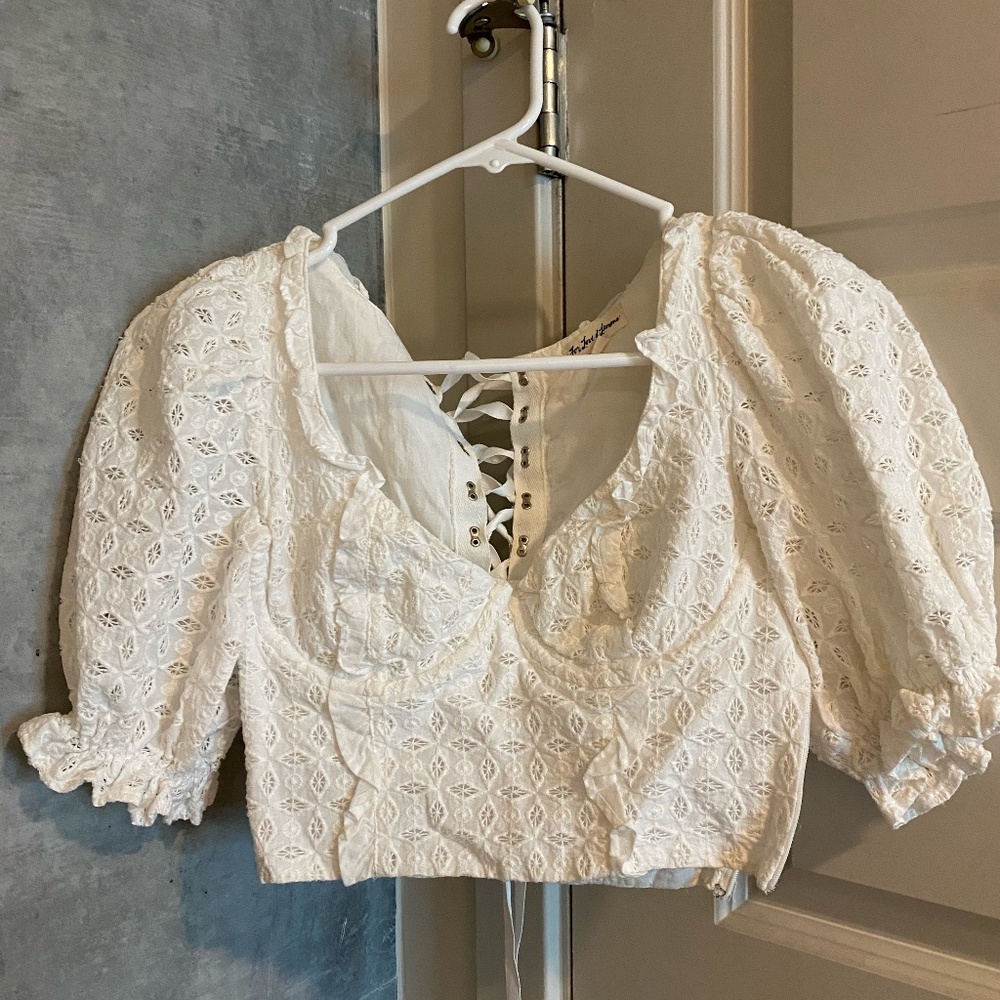For Love and Lemons White Eyelet Corset Top